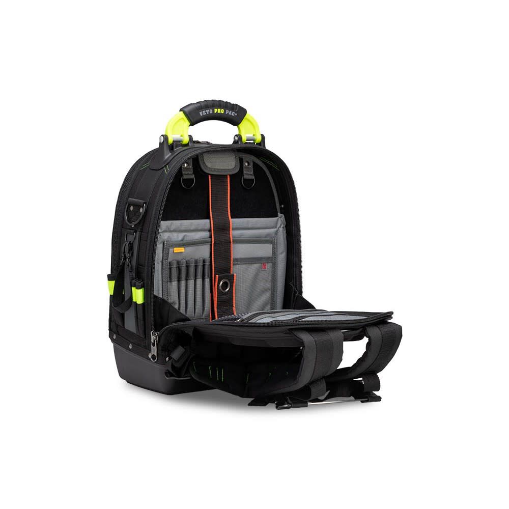 Veto Pro Pac 35 Lbs Small Zippered Tool Backpack, Black/Hi-Viz Yellow, large image number 9