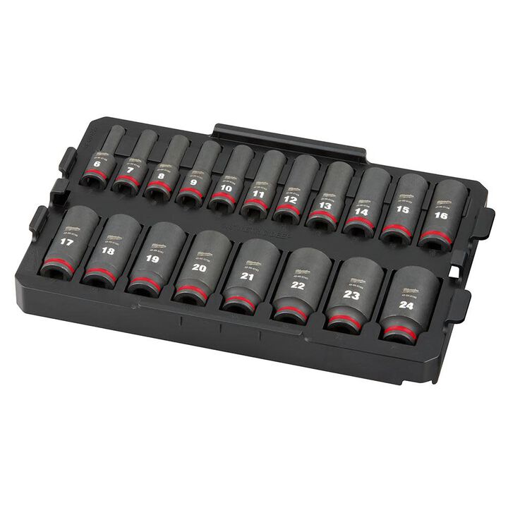 Milwaukee SHOCKWAVE Impact Duty Socket 3/8 Dr 19pc MM Tray Set