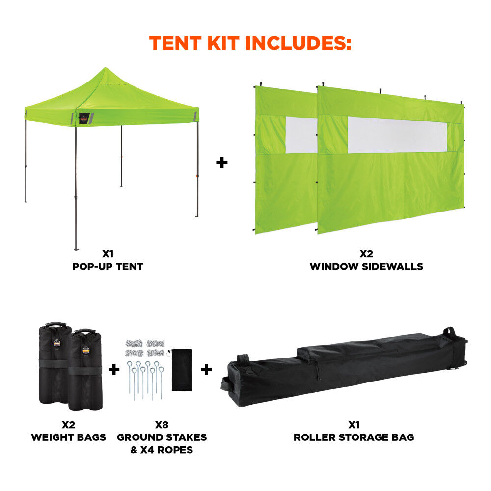 Ergodyne Heavy-Duty Tent Kit with Mesh Windows Hi-Vis Green, large image number 2