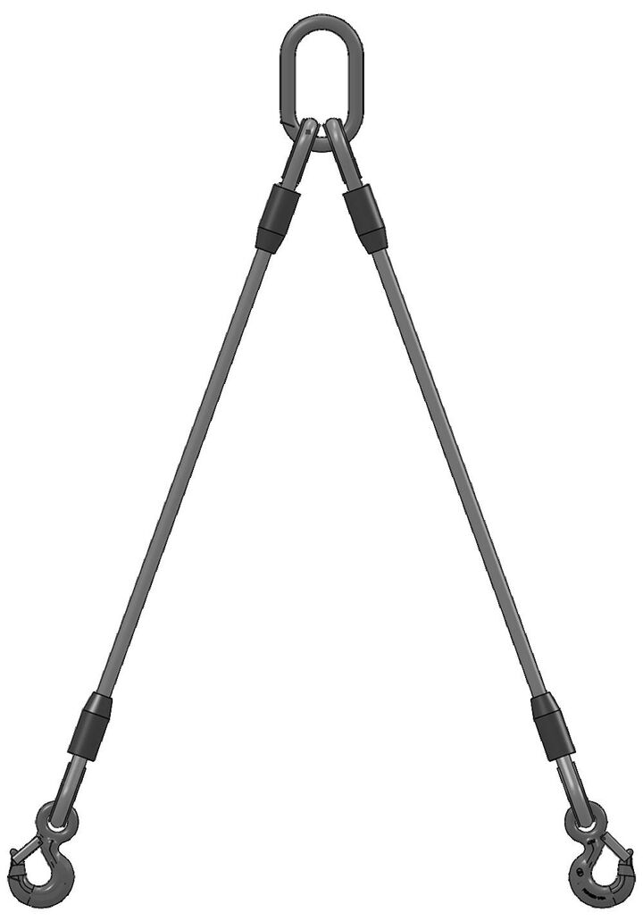 Lift-All 3/8 inch x 3 foot 6x19 2-Leg Wire Rope Bridle Sling