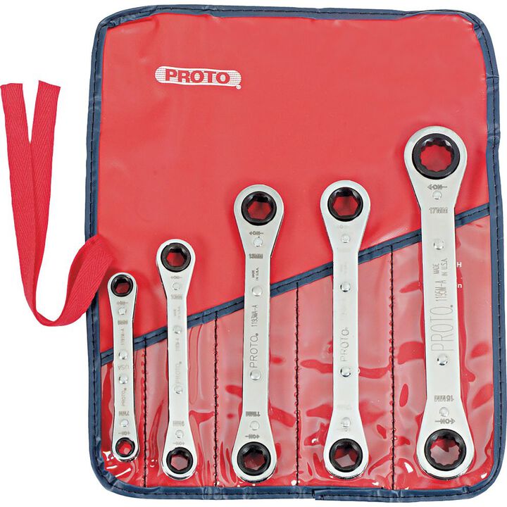 Proto Ratcheting Box Wrench Set 6 & 12 Point 5pc