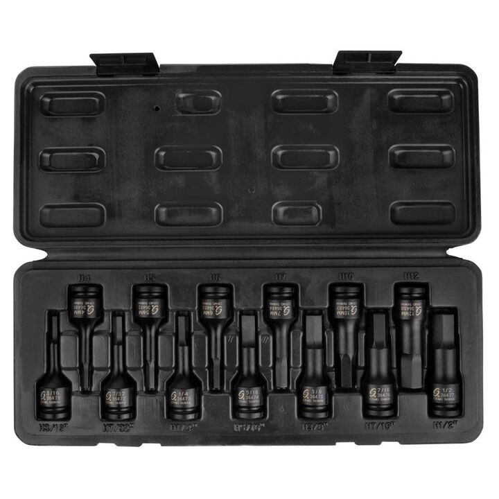 Sunex 3/8 In. Drive Fractional & Metric Hex Impact Driver Set 13 pc.