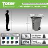 Toter 64 Gallon Trash Can with Smooth Wheels and Lid, small image number 2