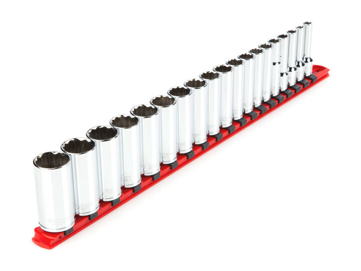 Tekton 3/8 Inch Deep 12 Point Socket Set, 19 Piece (6-24 mm)