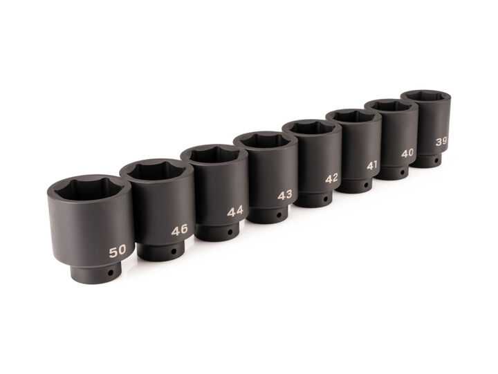 Tekton 1/2 Inch Drive Deep 6-Point Impact Socket Set, 39 - 50 mm, 8 Pieces
