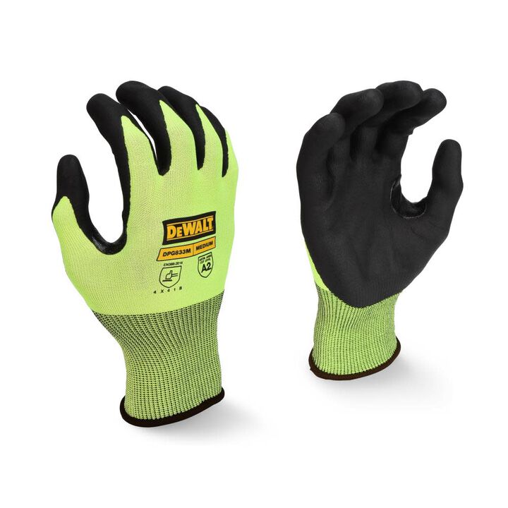 DEWALT DPG833T Hi-Vis HPPE Cut Touchscreen Glove, Medium