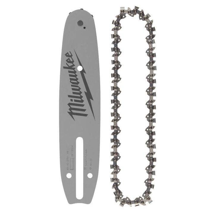Milwaukee 8 Inch  3/8 Inch LOW PROFILE Pitch, .043 Inch Gauge Saw Chain and Guide Bar Set