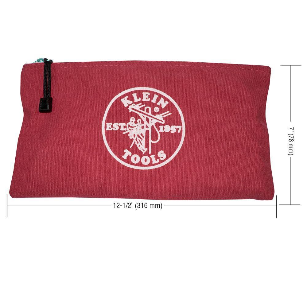 Klein Tools Canvas Zipper Bags - Package Of 4- Red Grey Black and Brown, large image number 8