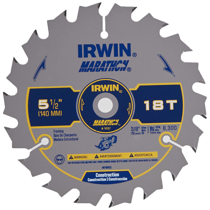 Irwin 5-1/2 In. 18T MARATHON Thin Kerf Carded Circular Saw Blade