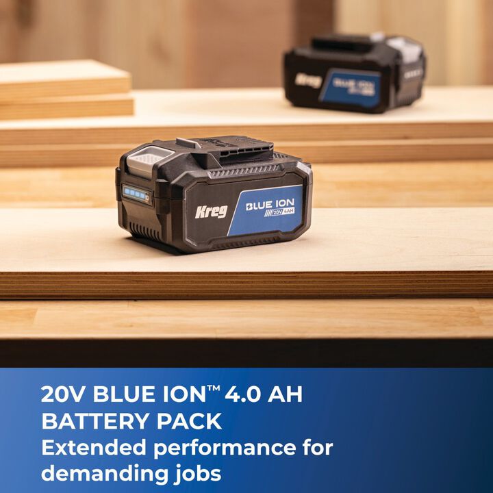 Kreg Blue Ion 20V Fast Charger and 20V 4.0 Ah Battery Bundle, large image number 3
