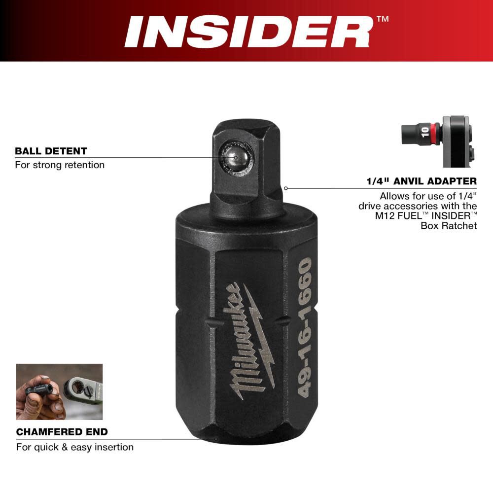Milwaukee INSIDER Box Ratchet 1/4 in Anvil Adapter, large image number 3