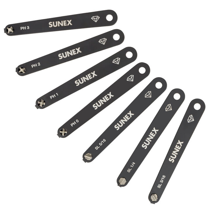 Sunex Phillips and Slotted Low Profile Diamond Coat Screwdriver Set 7 Pieces