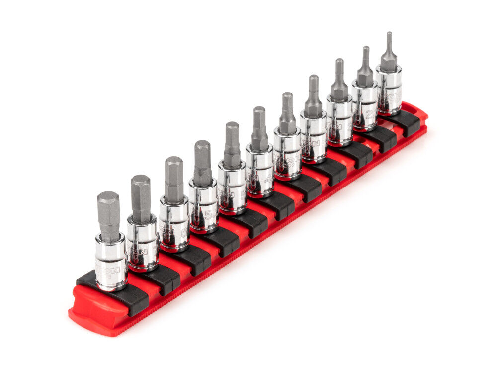 Tekton 1/4 Inch Drive Hex Bit Socket Set with Rail, 11 Piece (2-8 mm), large image number 1
