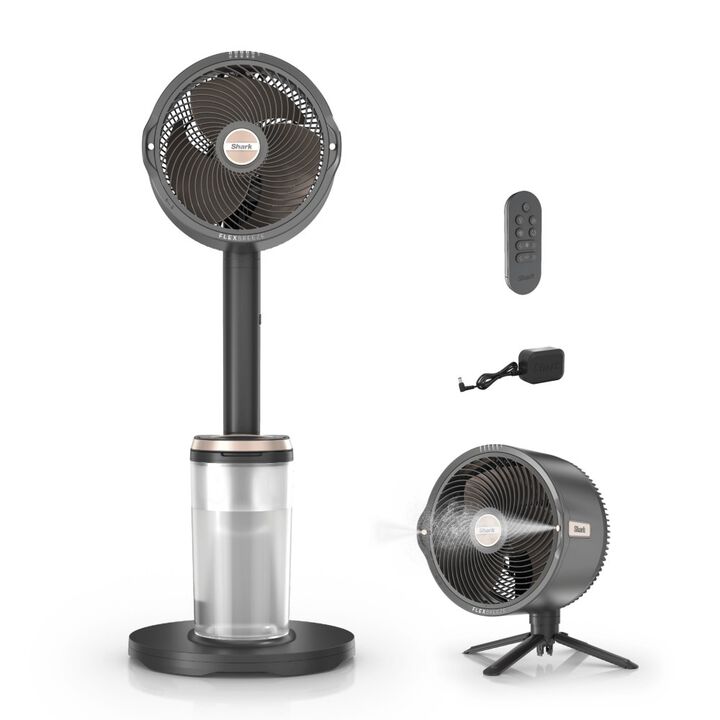 Shark FlexBreeze 12V 36W 3A Pro Mist Pedestal and Table Fan Charcoal Gray
