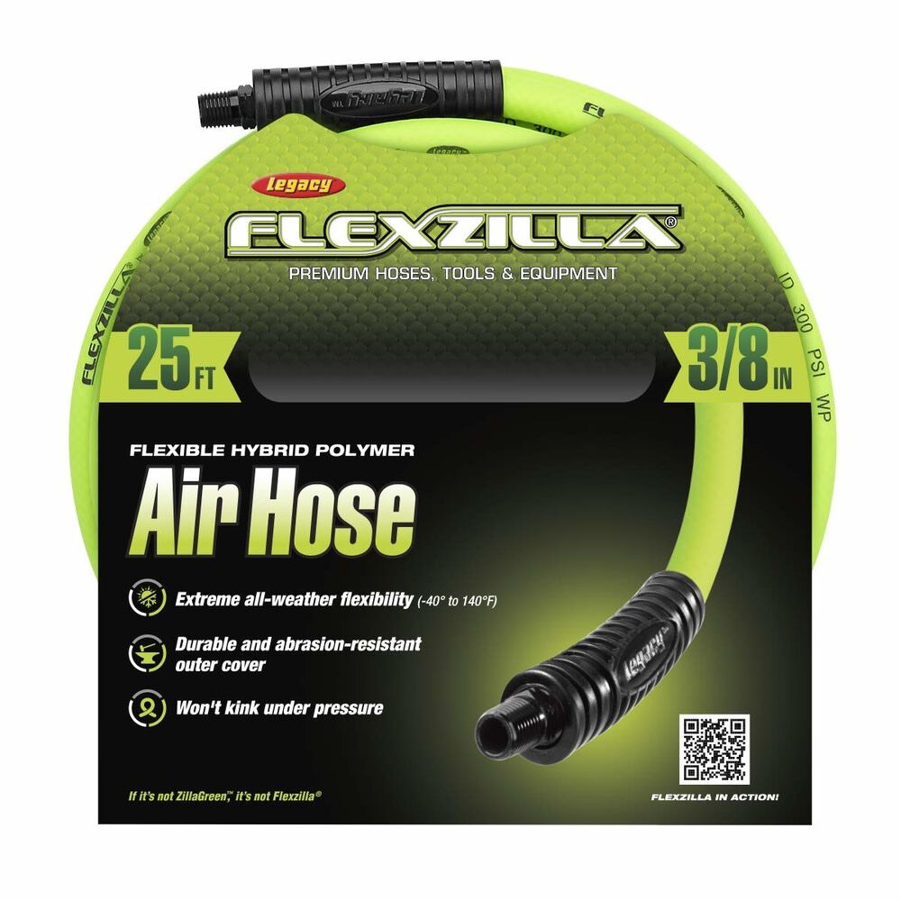 Flexzilla Air Hose 3/8in x 25' ZillaGreen with 1/4in MNPT ends, large image number 2