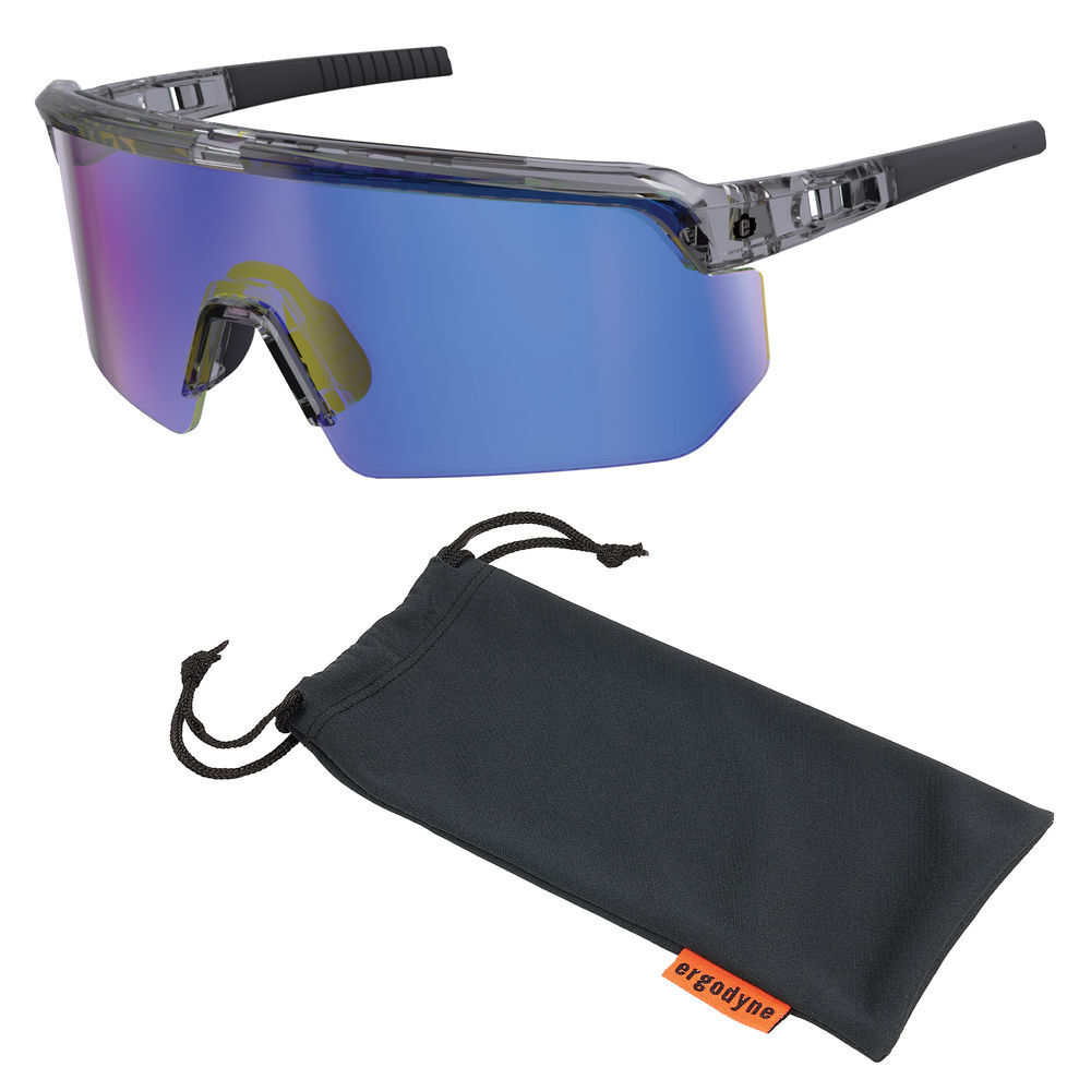 Ergodyne AEGIR-AFASM Safety Glasses, Clear Smoke Frame, Blue Mirror Lens, large image number 1
