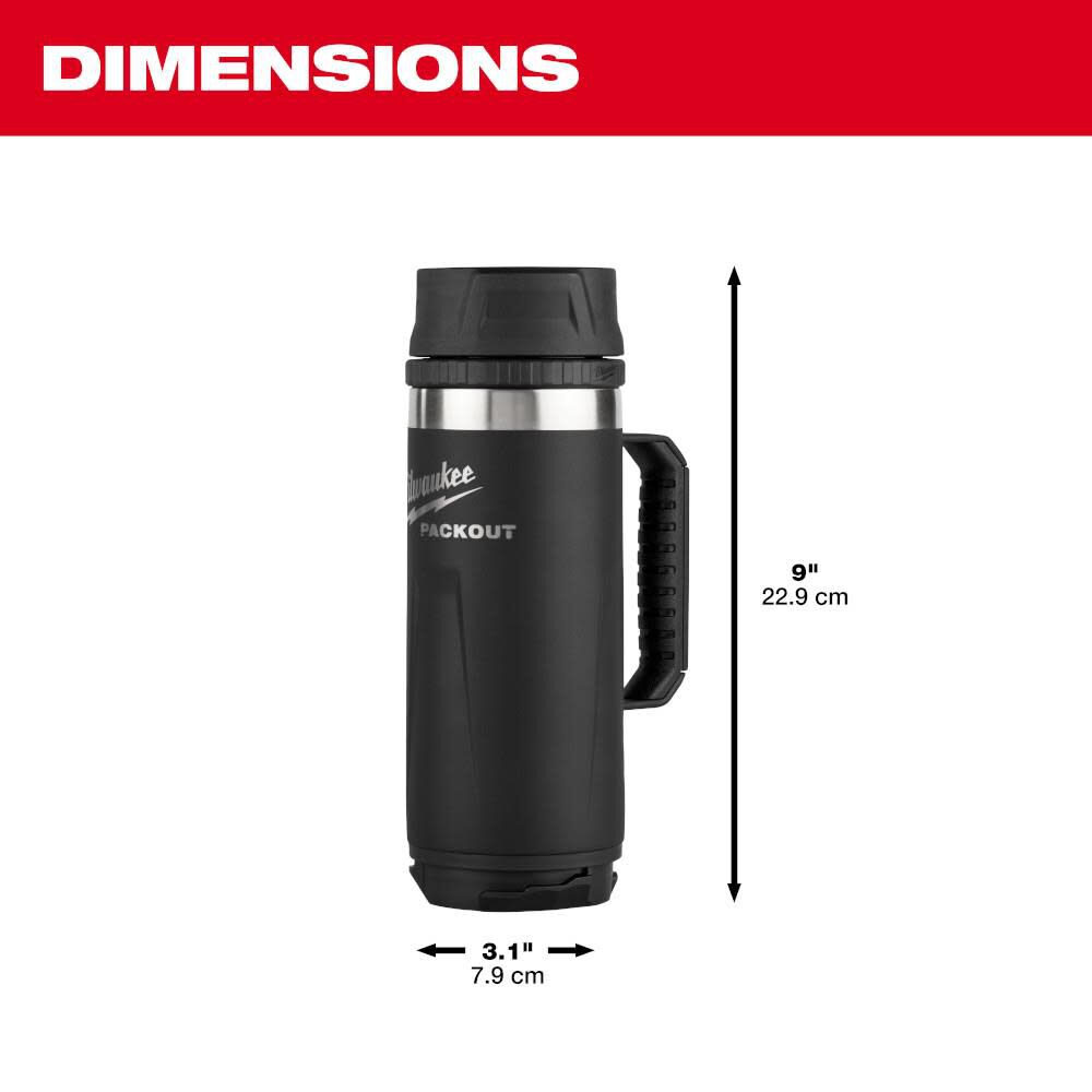 Milwaukee PACKOUT 18 Oz Insulated Mug with Sip Lid Black, large image number 3