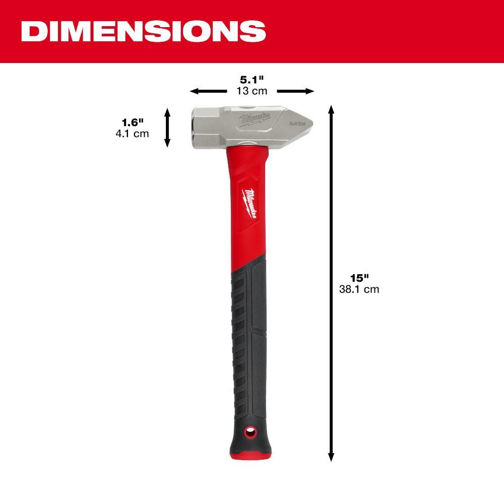 Milwaukee 2 1/2 lb Fiberglass Cross Peen Hammer, large image number 3