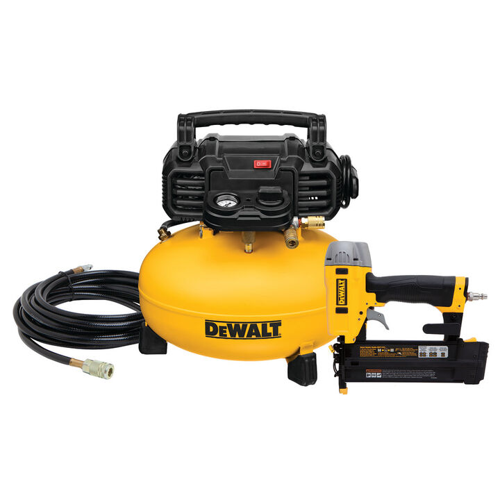 DEWALT 6 Gallon 165 PSI Electric Pancake Air Compressor with Brad Nailer Kit