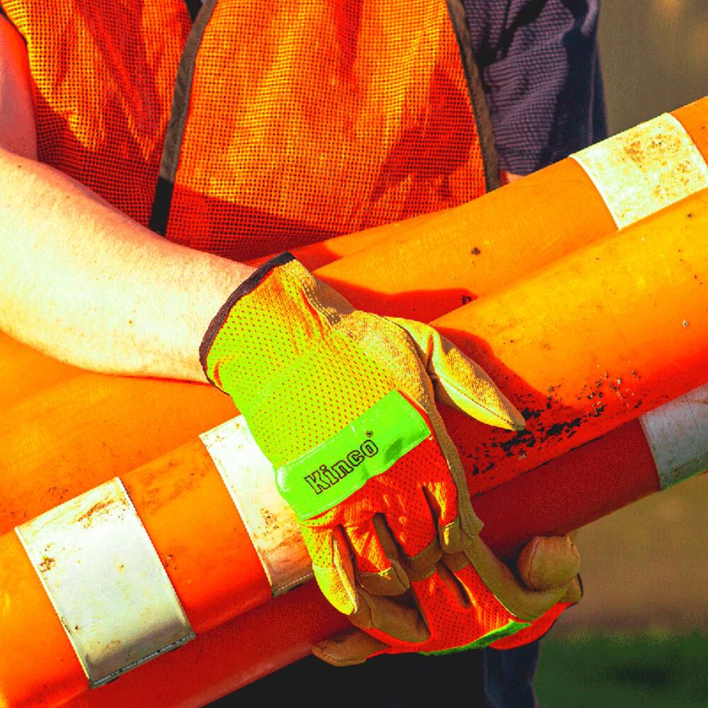 Kinco Hi-Vis Orange Mesh & Grain Pigskin Palm Glove Medium, large image number 7