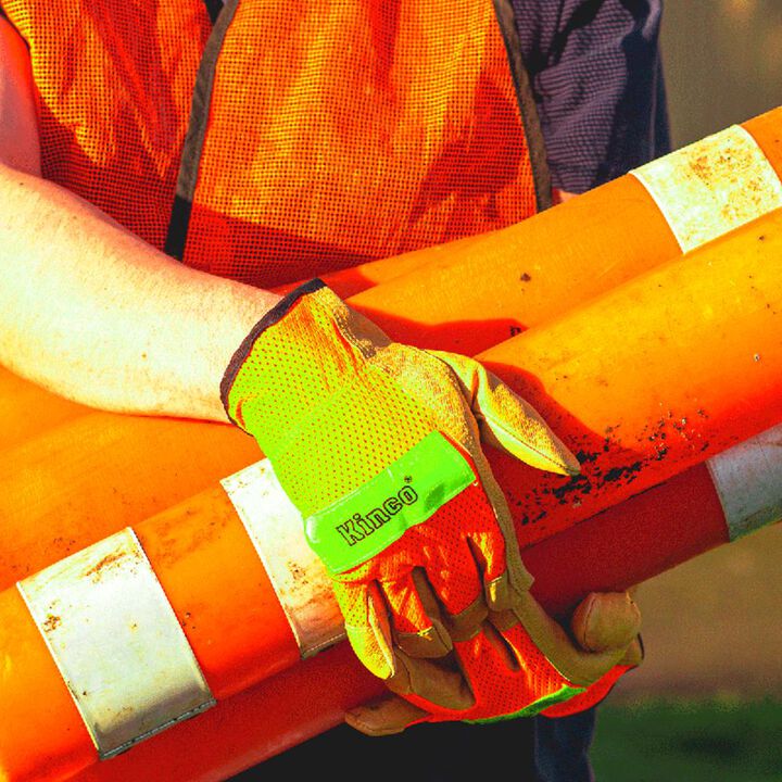Kinco Hi-Vis Orange Mesh & Grain Pigskin Palm Glove Medium, large image number 6