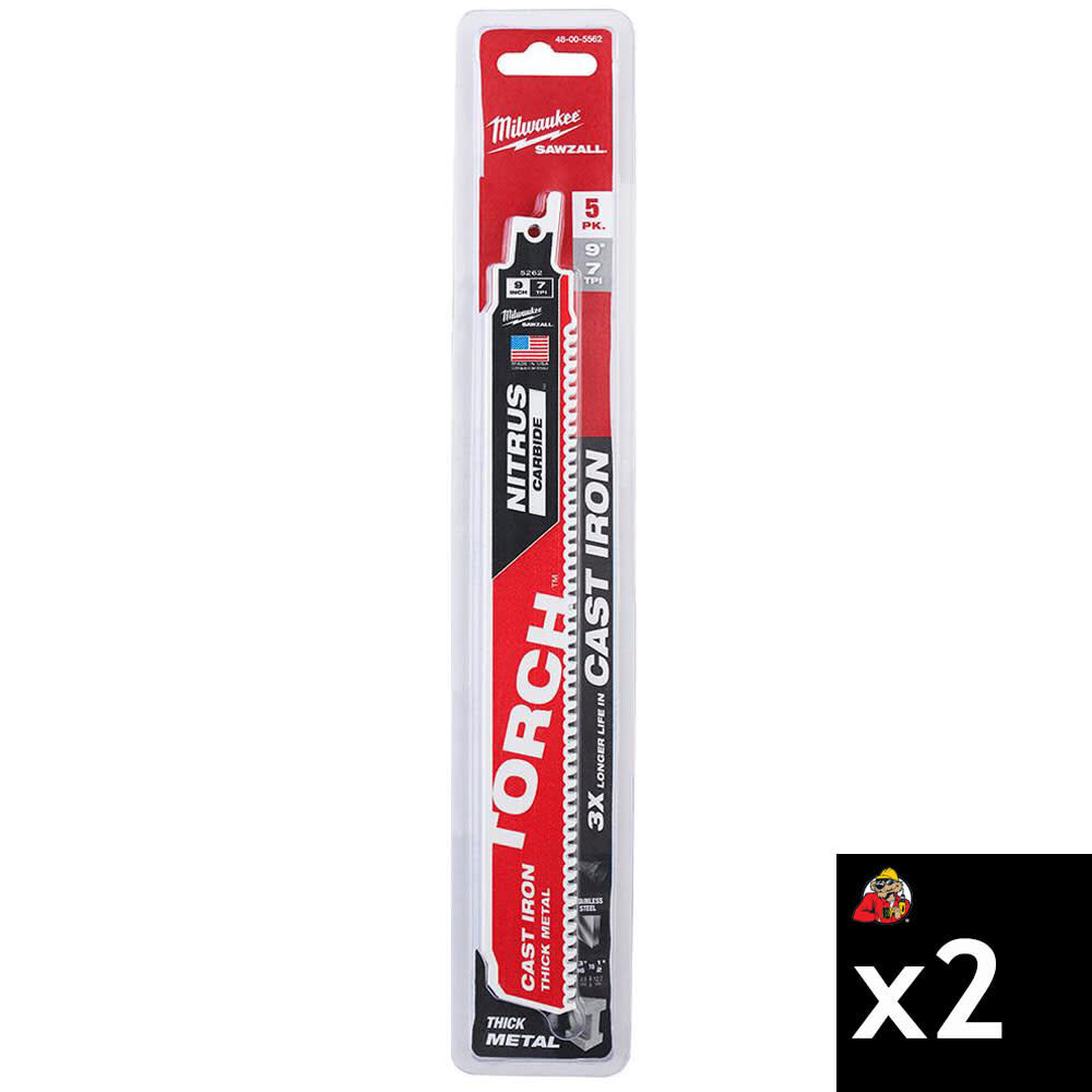 Milwaukee NITRUS CARBIDE TORCH 9 Inch 7TPI SAWZALL Blade Bundle, 10 Pieces, large image number 1