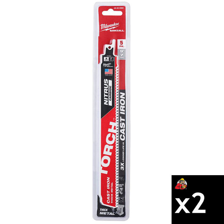 Milwaukee NITRUS CARBIDE TORCH 9 Inch 7TPI SAWZALL Blade Bundle, 10 Pieces