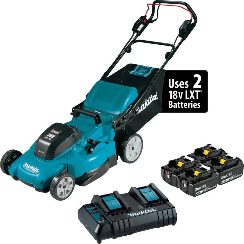 Makita 18V X2 (36V) LXT Lawn Mower Kit 21in Self Propelled with 4 Batteries, large image number 1