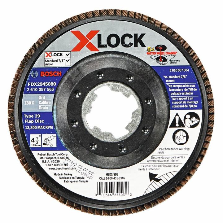 Bosch X LOCK Arbor Type 29 80 Grit Flap Disc 4 1/2in