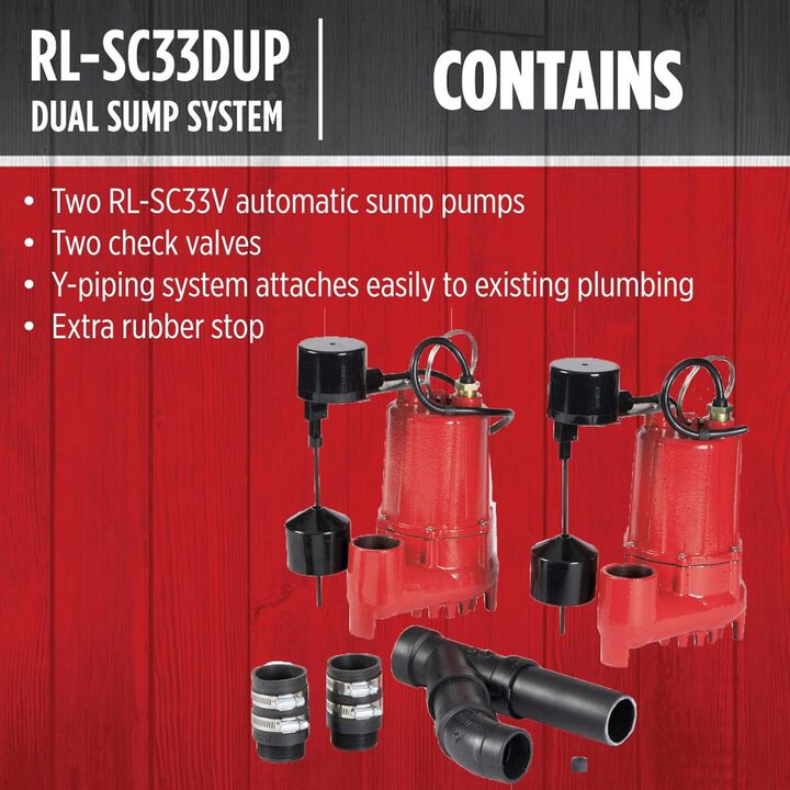Red Lion 1/3HP 4425 GPH Dual Sump Pump System, large image number 2