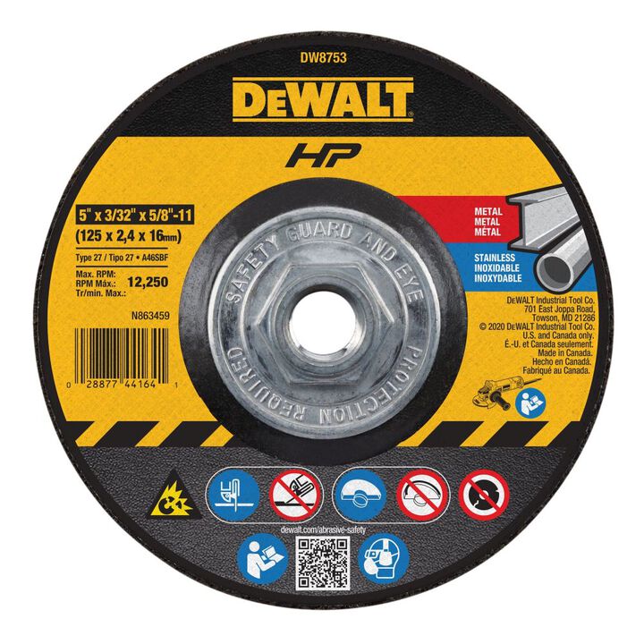 DEWALT 5in x 3/32in x 5/8in to 11 Metal Notching Wheel