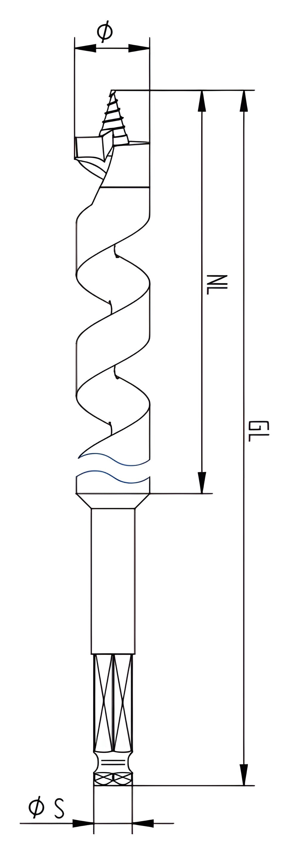 Fisch 1-3/8 Inch x 8 Inch Barracuda Ship Auger Bit, large image number 2