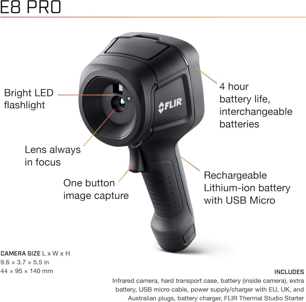 FLIR E8 Pro Thermal Camera with Ignite Cloud Kit, large image number 4