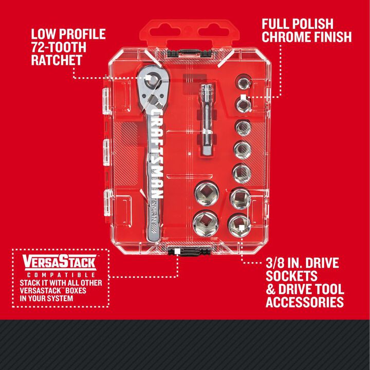 CRAFTSMAN 3/8-in Drive Metric Mechanics Tool Set, 11pc, large image number 1