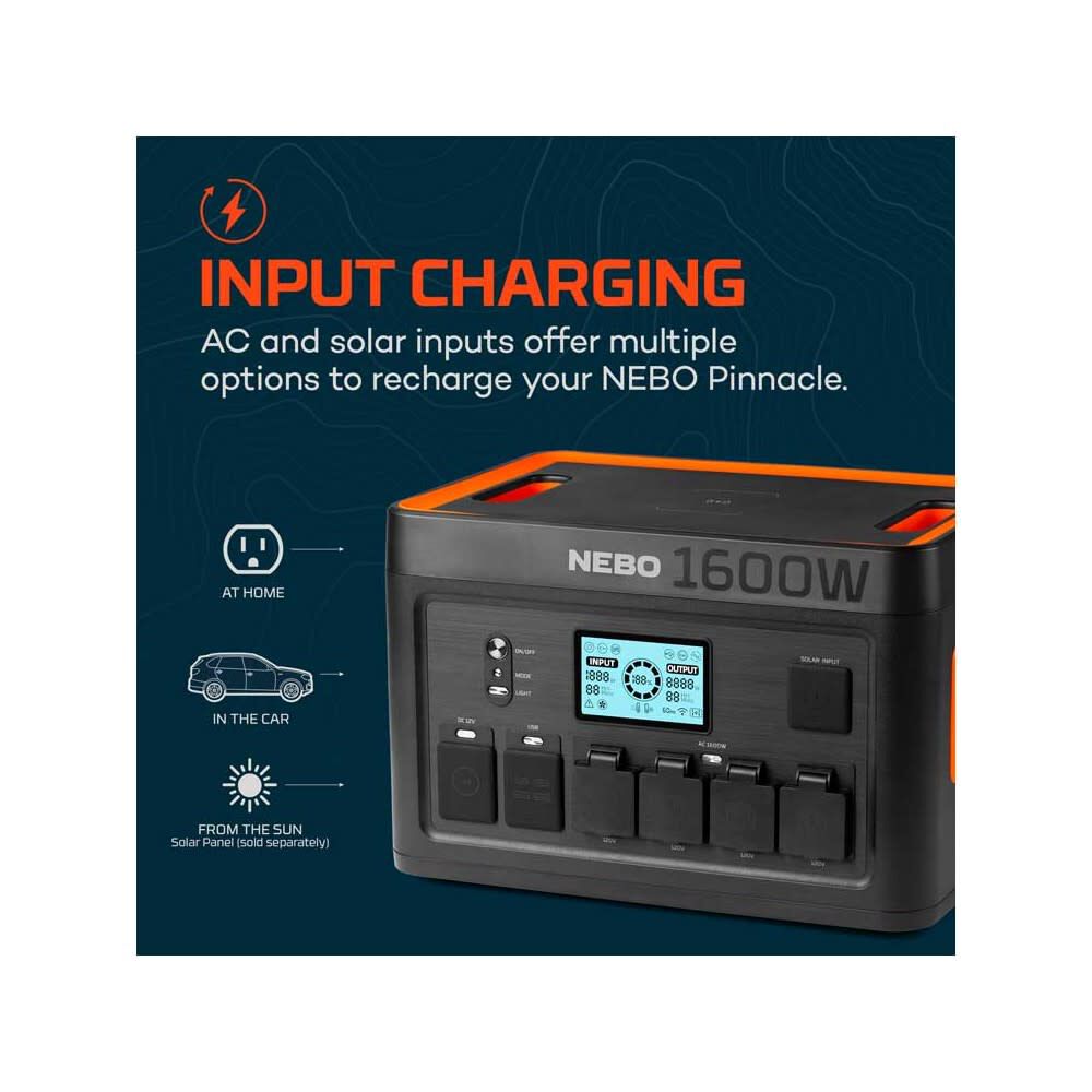 Nebo Pinnacle 3,200 Watt Lithium-Ion Battery Solar Portable Power Station, large image number 7