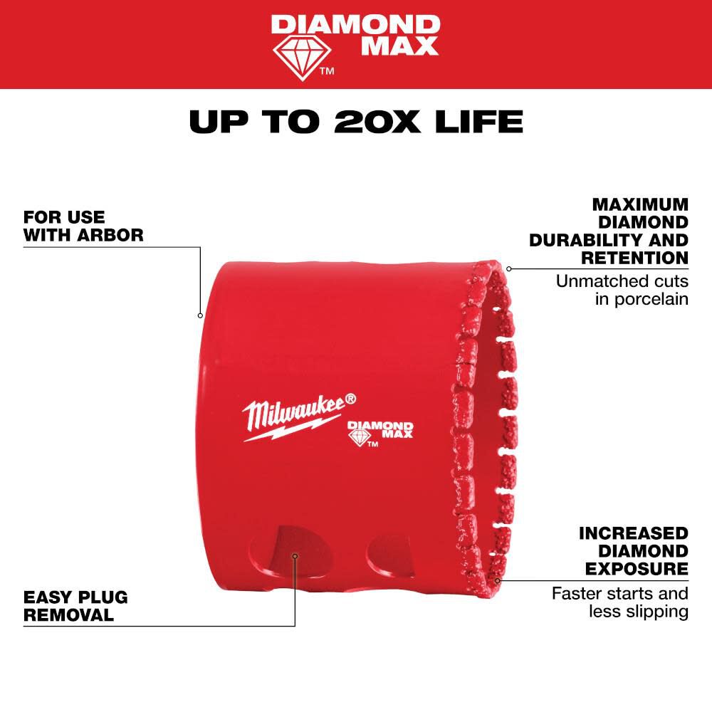 Milwaukee 2-1/8 Inch Diamond Max Hole Saw, large image number 4