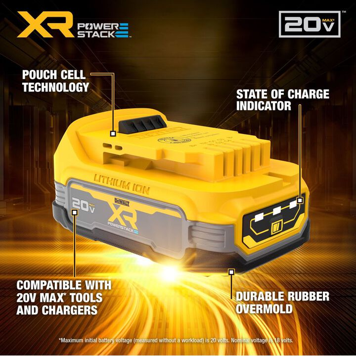 DEWALT 20V MAX XR POWERSTACK 20V 1.7Ah Power Tool Battery Pack with Fuel Indicator, large image number 4