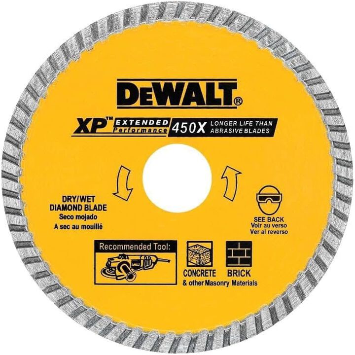 DEWALT XP 7 Inch Turbo Rim Diamond Blade for Fast Cutting in Concrete, Brick, Block, and Tile