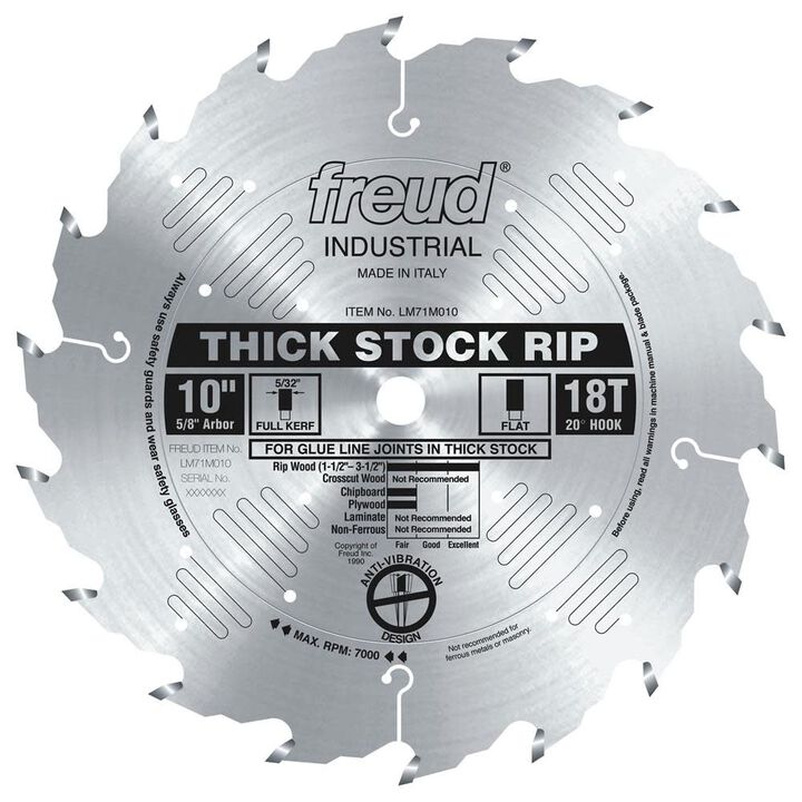 Freud 10 In. x 18T Thick Stock Rip Blade