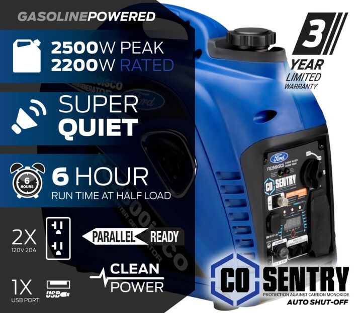 Ford 2,500 Watt Gas Powered 50-State Portable Inverter Generator, large image number 2