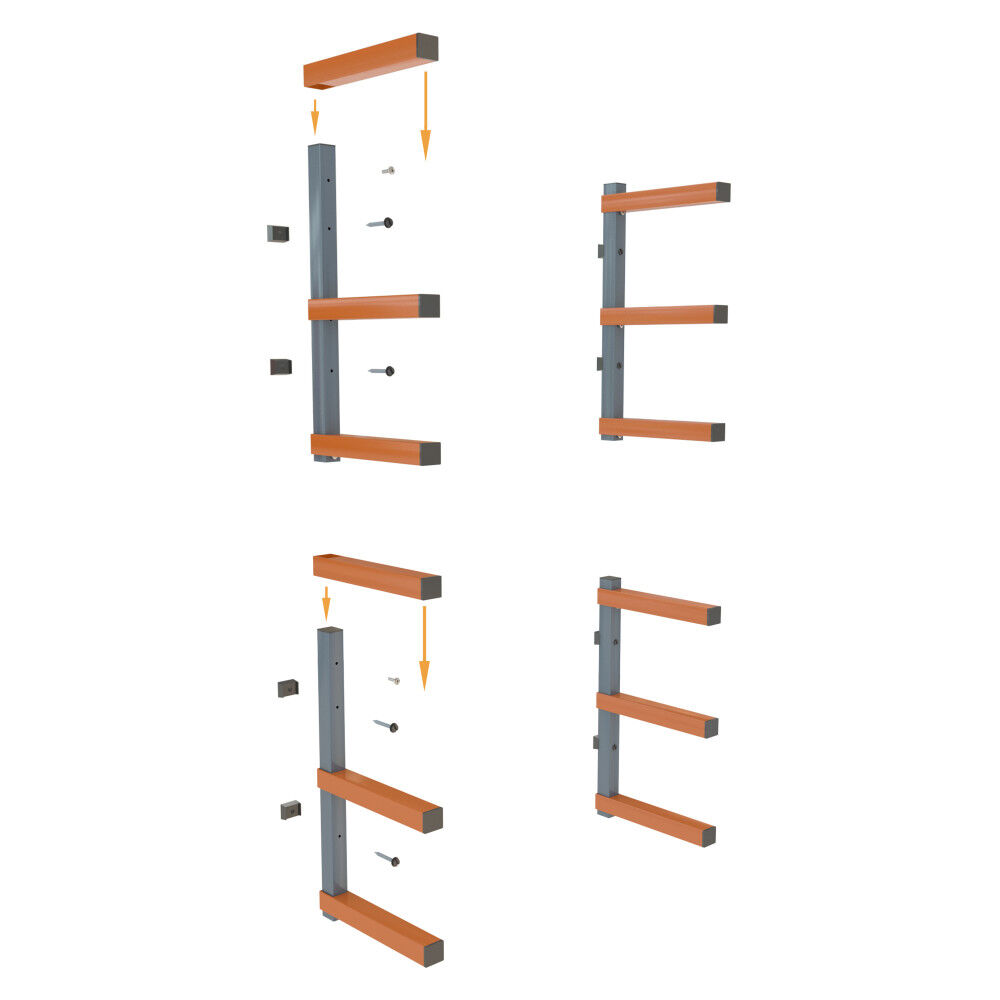 Bora Portamate 2 Pack of 3 Level Wall Mount Wood Rack Orange & Gray, large image number 9