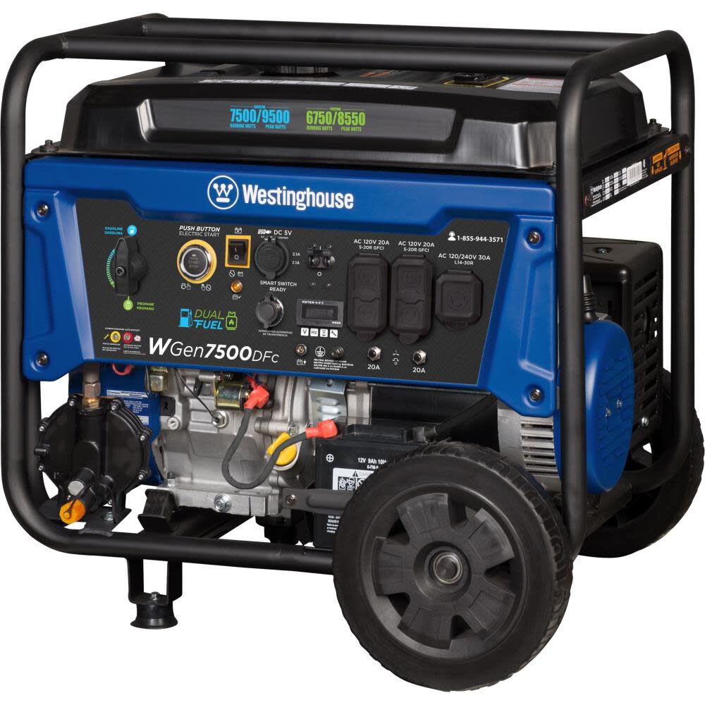 Westinghouse Outdoor Power 9,500 Watt Dual Fuel 49-State Portable Generator with CO Sensor, large image number 2