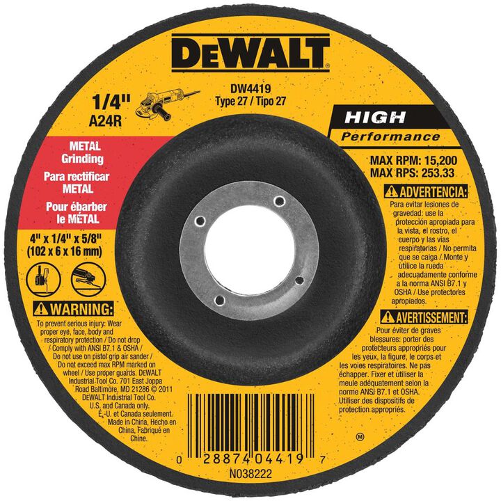 DEWALT 4 in. x 1/4 in. HP Grinding Wheel