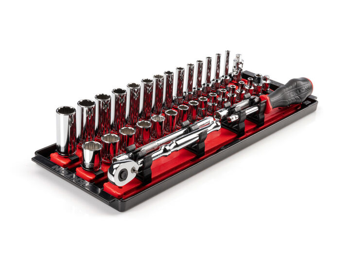 Tekton 1/4 Inch 12 Point Socket and Ratchet Set, 35 Pieces (4-15 mm)
