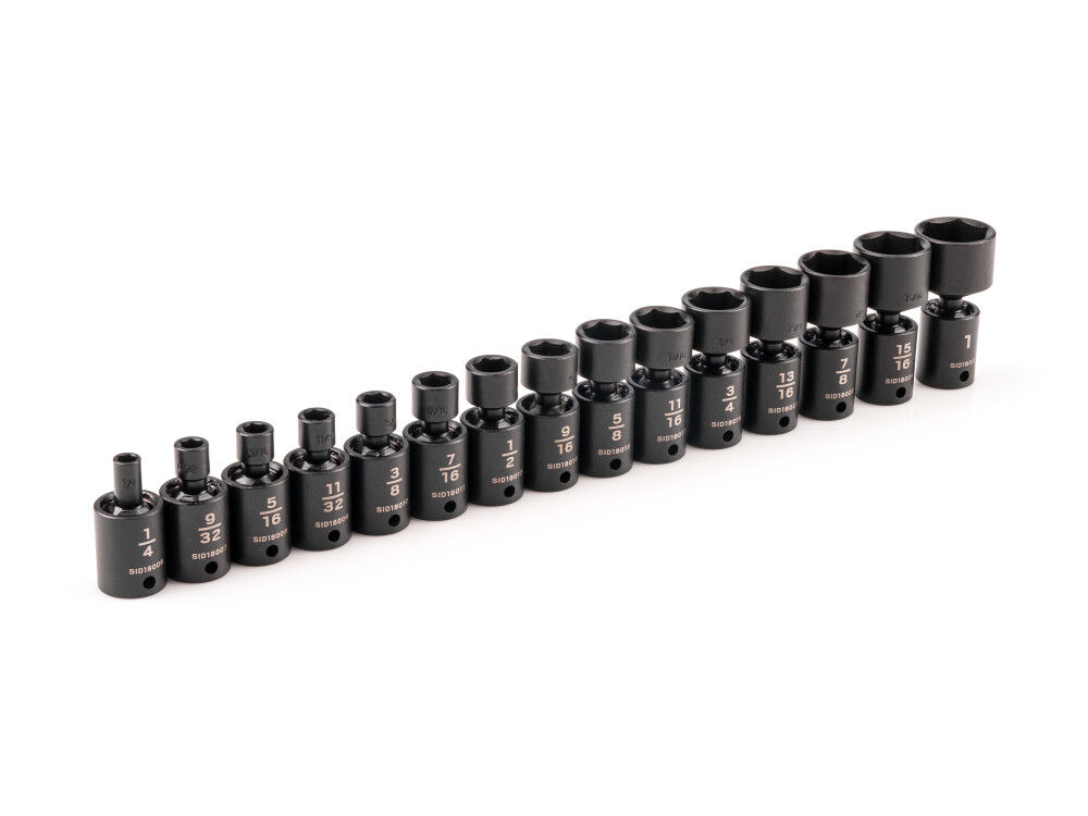 Tekton 3/8 Inch 6 Point U-Joint Impact Socket Set, 15 Pieces (1/4-1 Inch), large image number 2