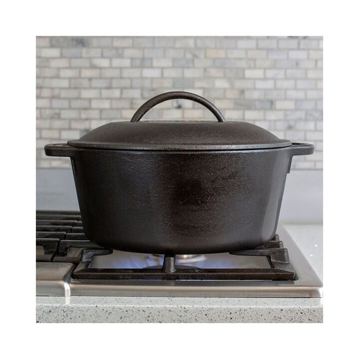 Lodge Cast Iron 5 Qt 10 Inch Black Cast Iron Dutch Oven, large image number 1