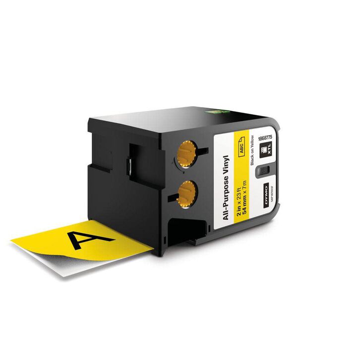 Dymo XTL 2 In. (54 mm) All-Purpose Vinyl Black On Yellow