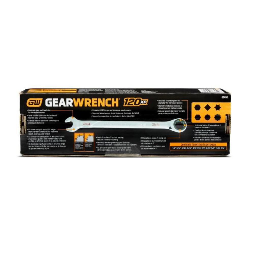 GEARWRENCH 11 Pc 120XP Universal Spline XL Ratcheting Combination SAE Wrench Set, large image number 13