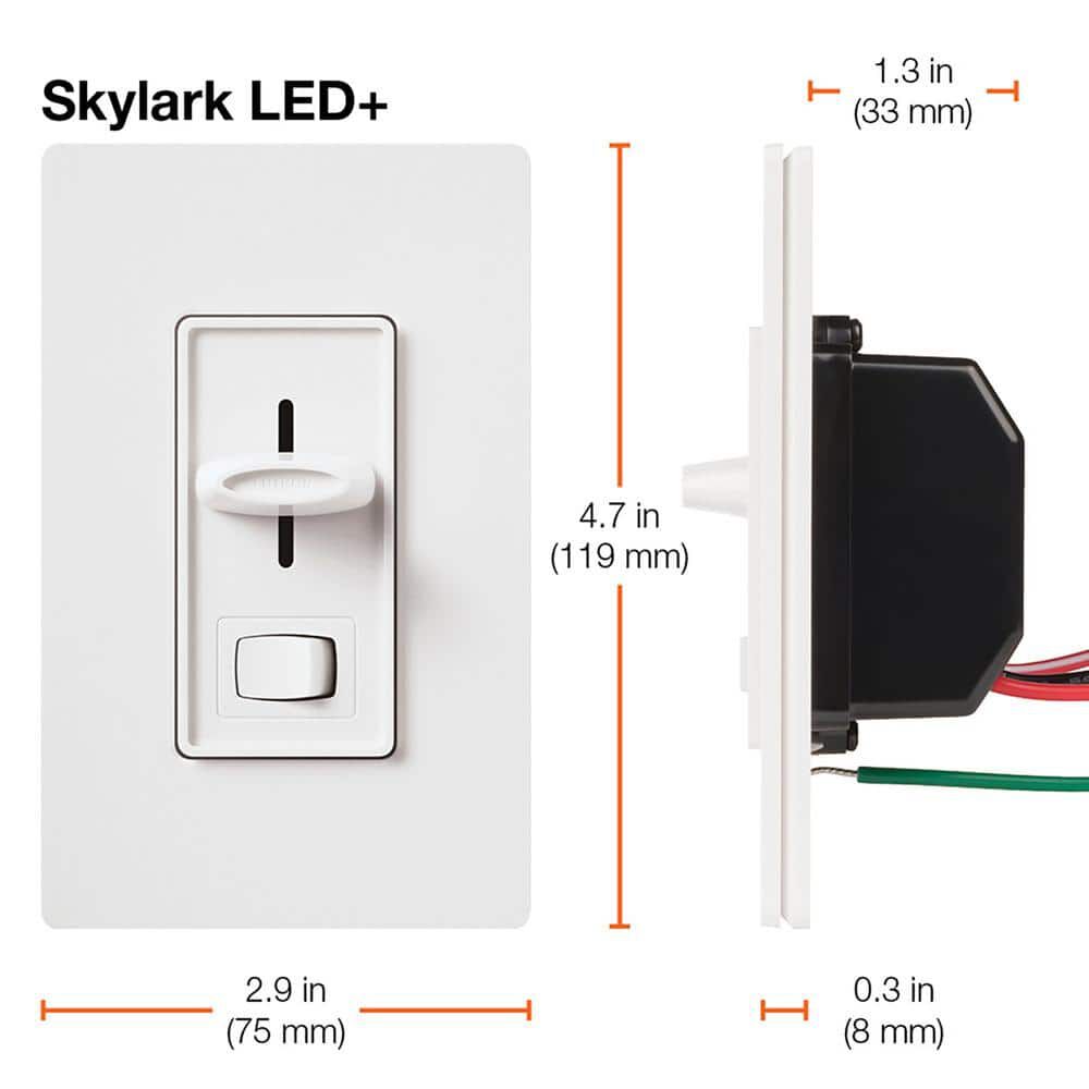 Lutron Skylark LED+ 120V 150W Gloss Ivory 3-Way Dimmer W/Rocker Switch, large image number 4
