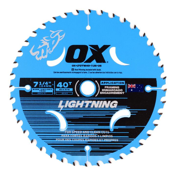 Ox Tools Pro Lightning 7-1/4 Inch 40T Circular Saw Blade